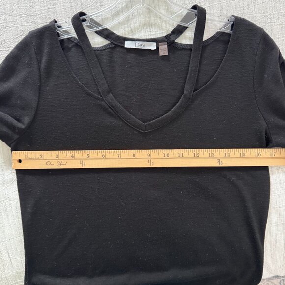 Dex Black Strappy V-Neck Tee – Size M, 100% Viscose - Picture 3 of 3